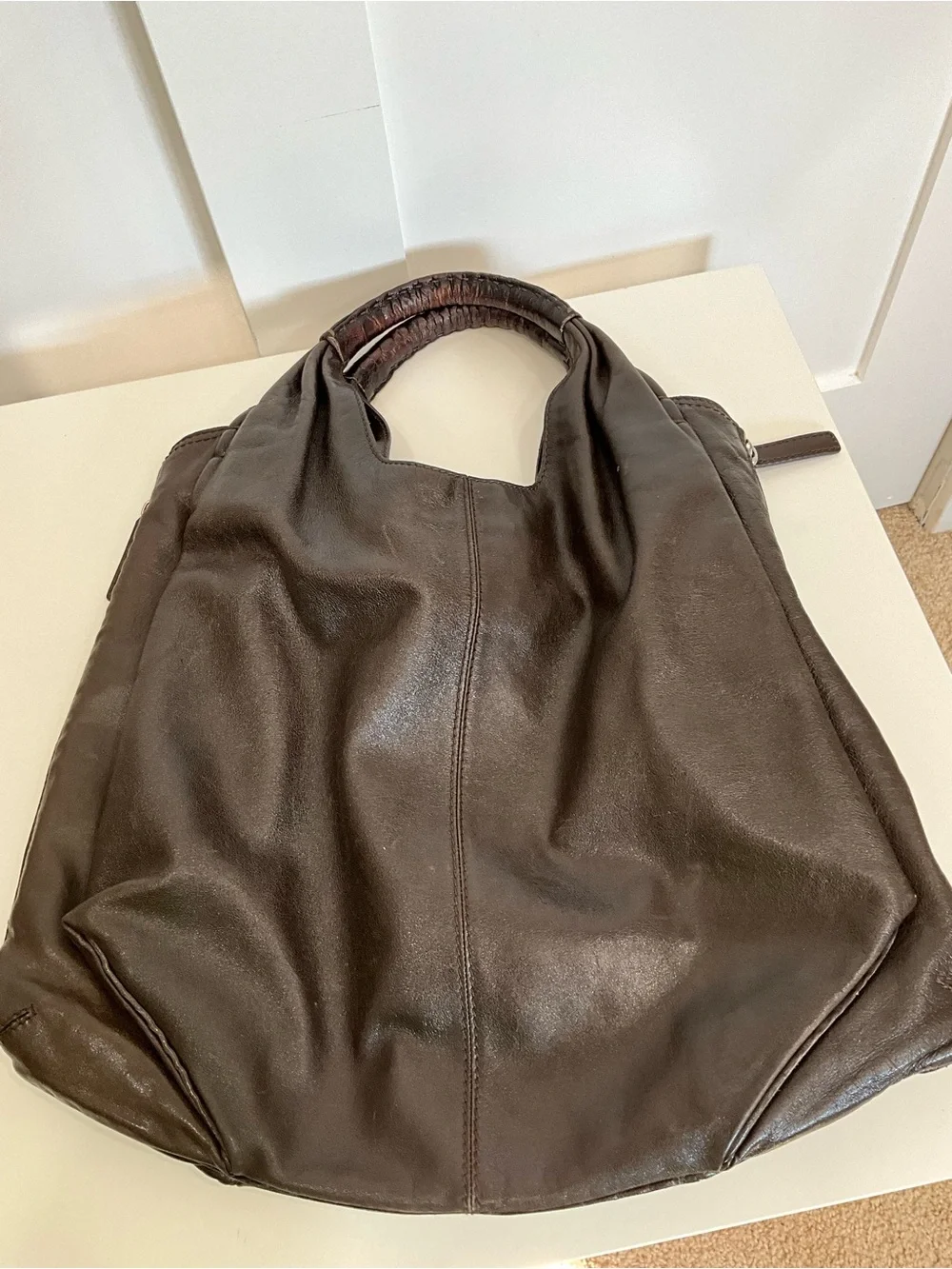 GIVENCHY Vintage Elschia Billy Sac Brown Leather Large Hobo Shoulder Tote Bag